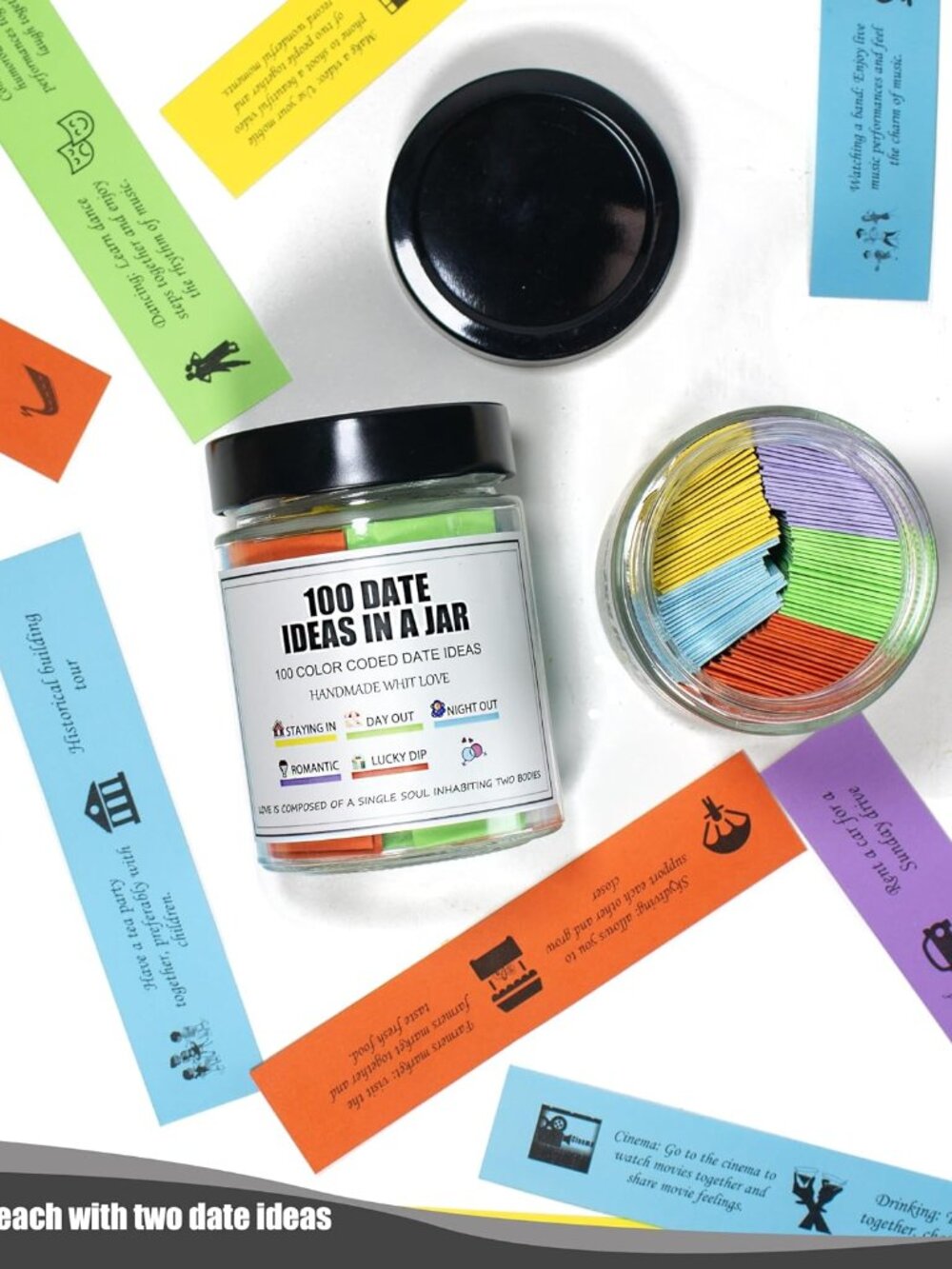200 Date Ideas In A Jar,Date Night Ideas,Date Night games,Valentines Day Gifts F - Picture 2 of 6